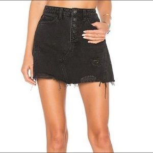 We The Free Black Denim Skirt